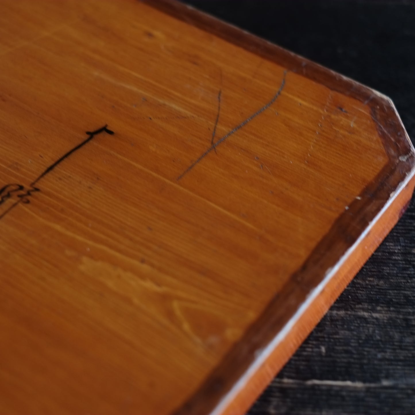 時代 吉野山 春慶塗 四方隅切折敷 A(明治初期-中期頃)