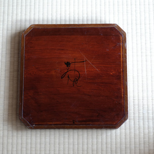 時代 吉野山 春慶塗 四方隅切折敷 B (江戸末-明治中期頃)