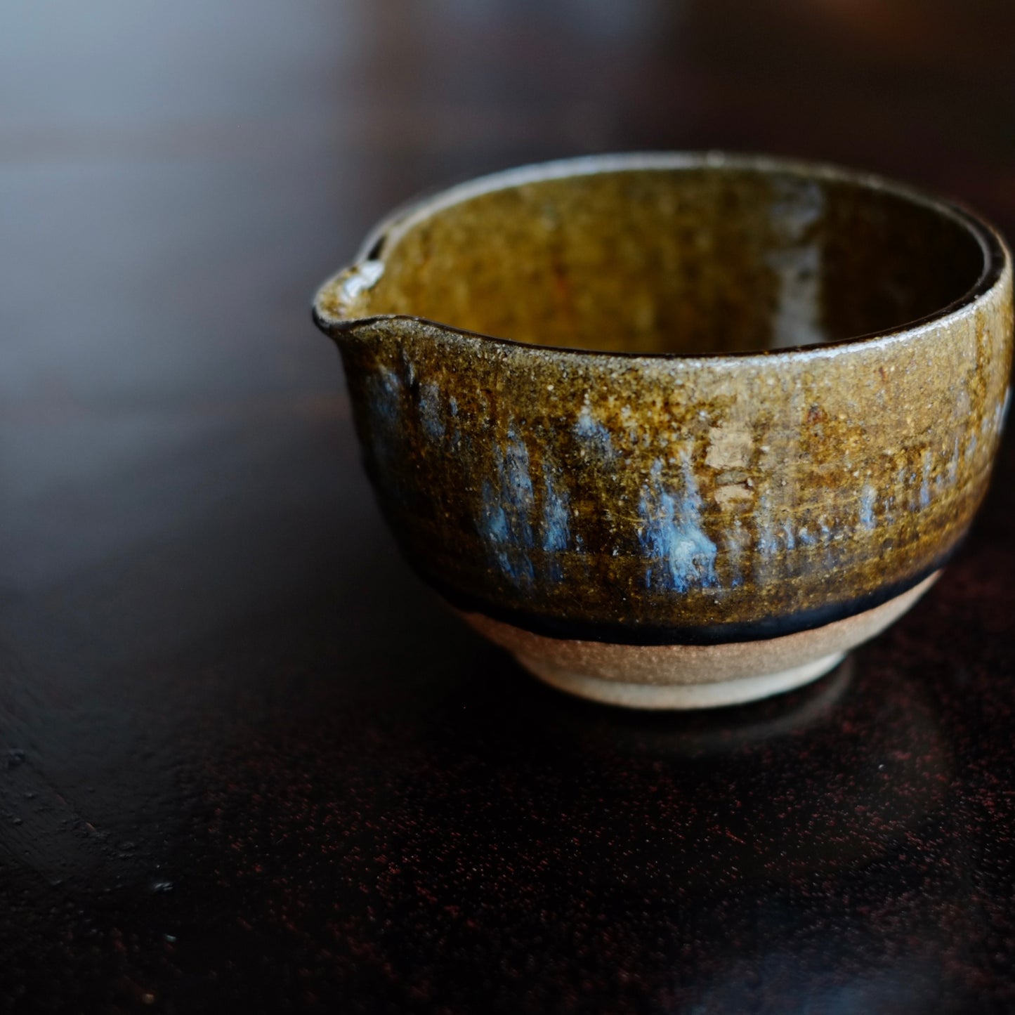 時代 会津本郷焼 飴釉藁灰 深片口 (大正期〜昭和初期)