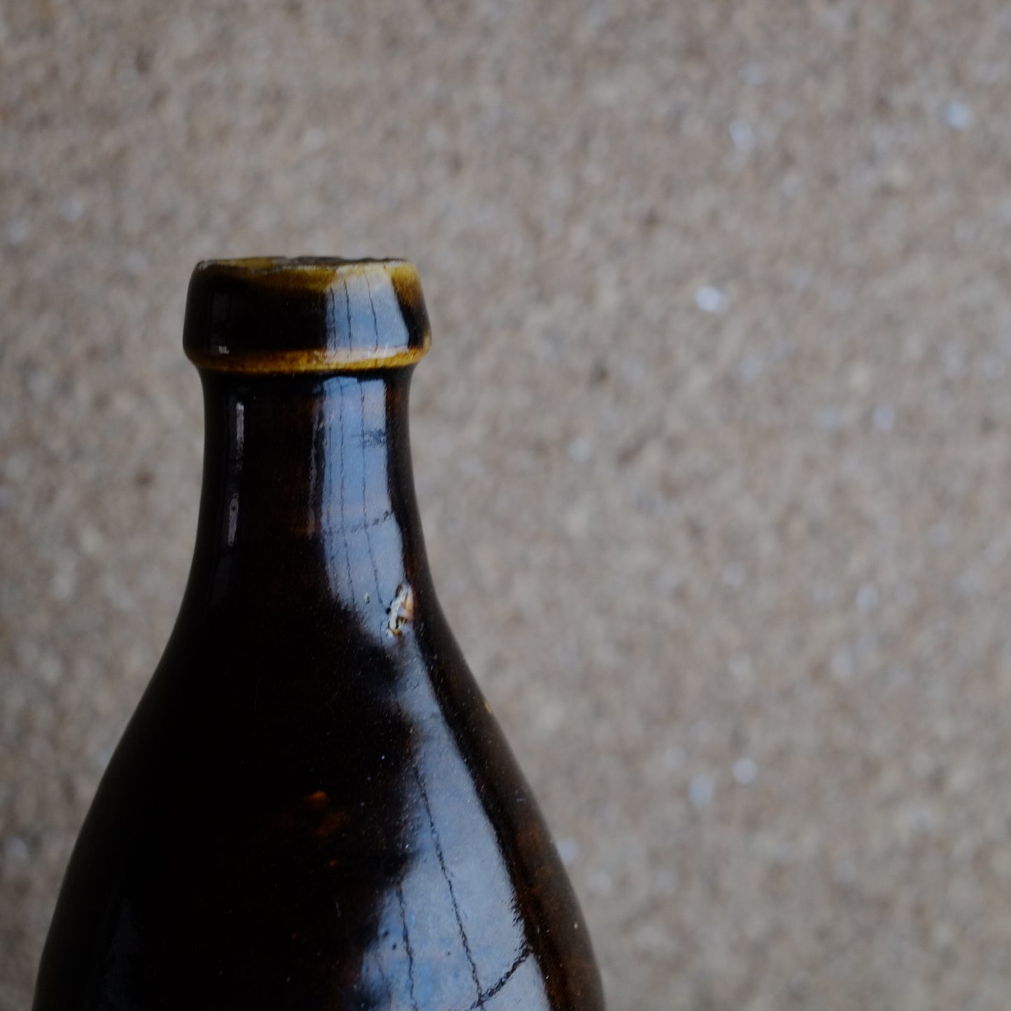 時代 会津本郷焼 飴釉徳利 (明治期頃)
