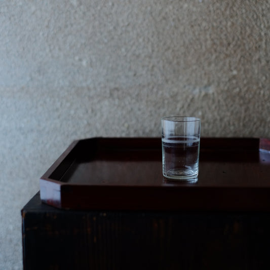 型吹ガラス サンドブラスト横縞文 小グラス (大正期頃)