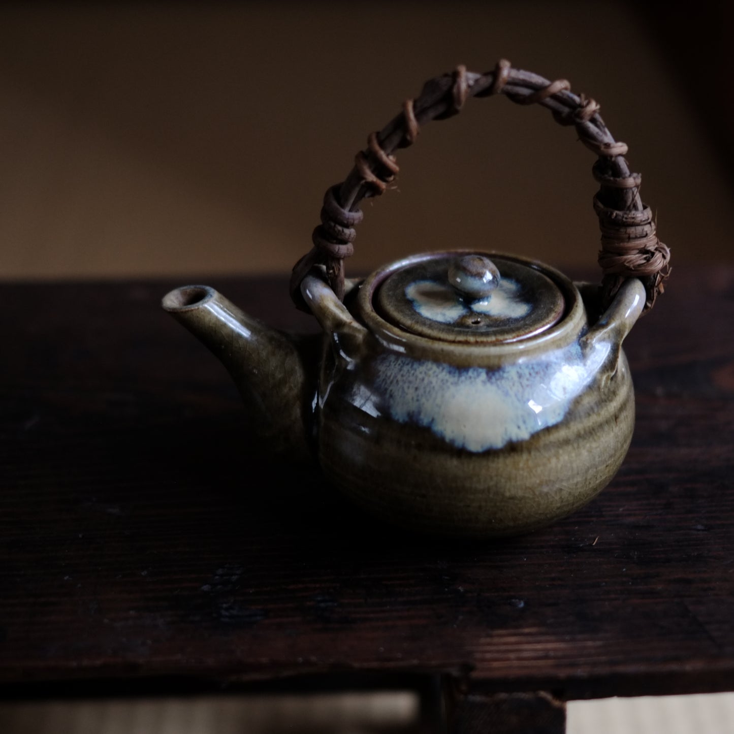 時代 小代焼 藁灰釉土瓶 茶急須 (昭和期)