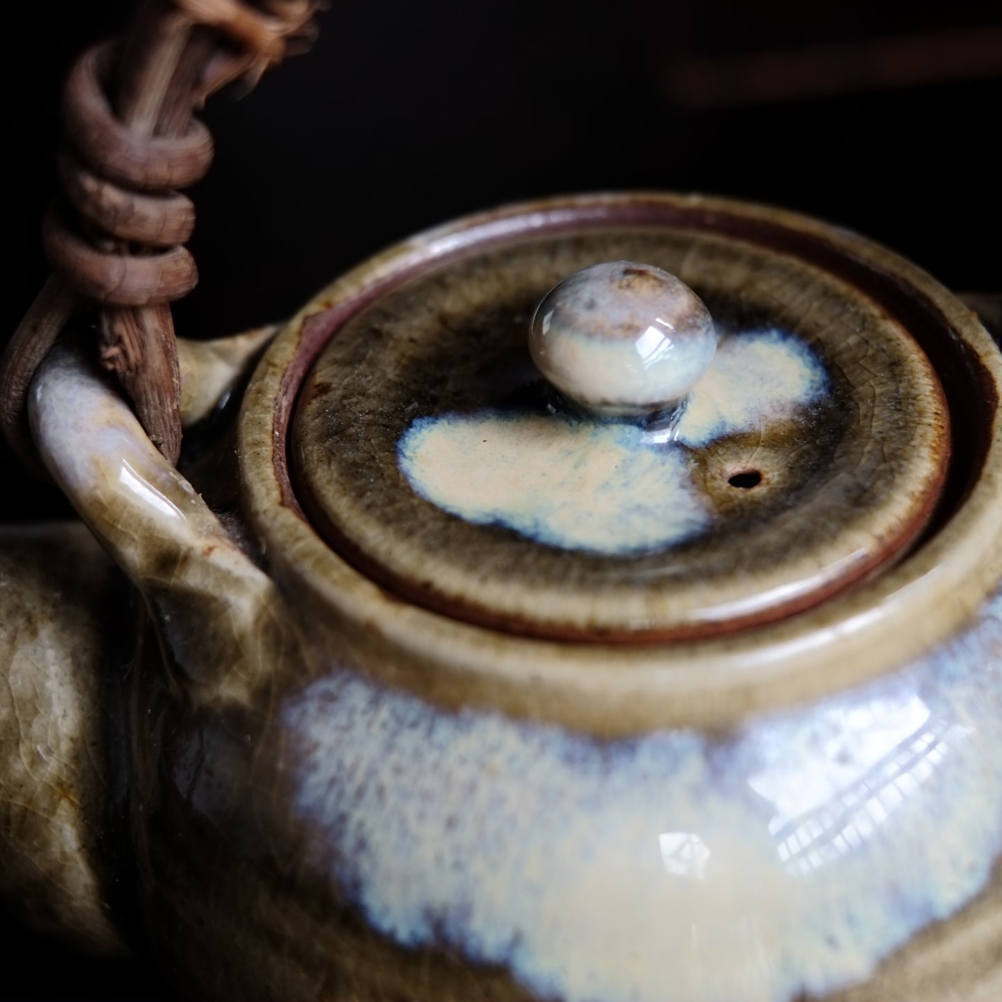 時代 小代焼 藁灰釉土瓶 茶急須 (昭和期)
