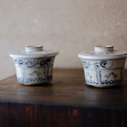 古曽部焼 安南手染付 蓋付向付 (明治時代)