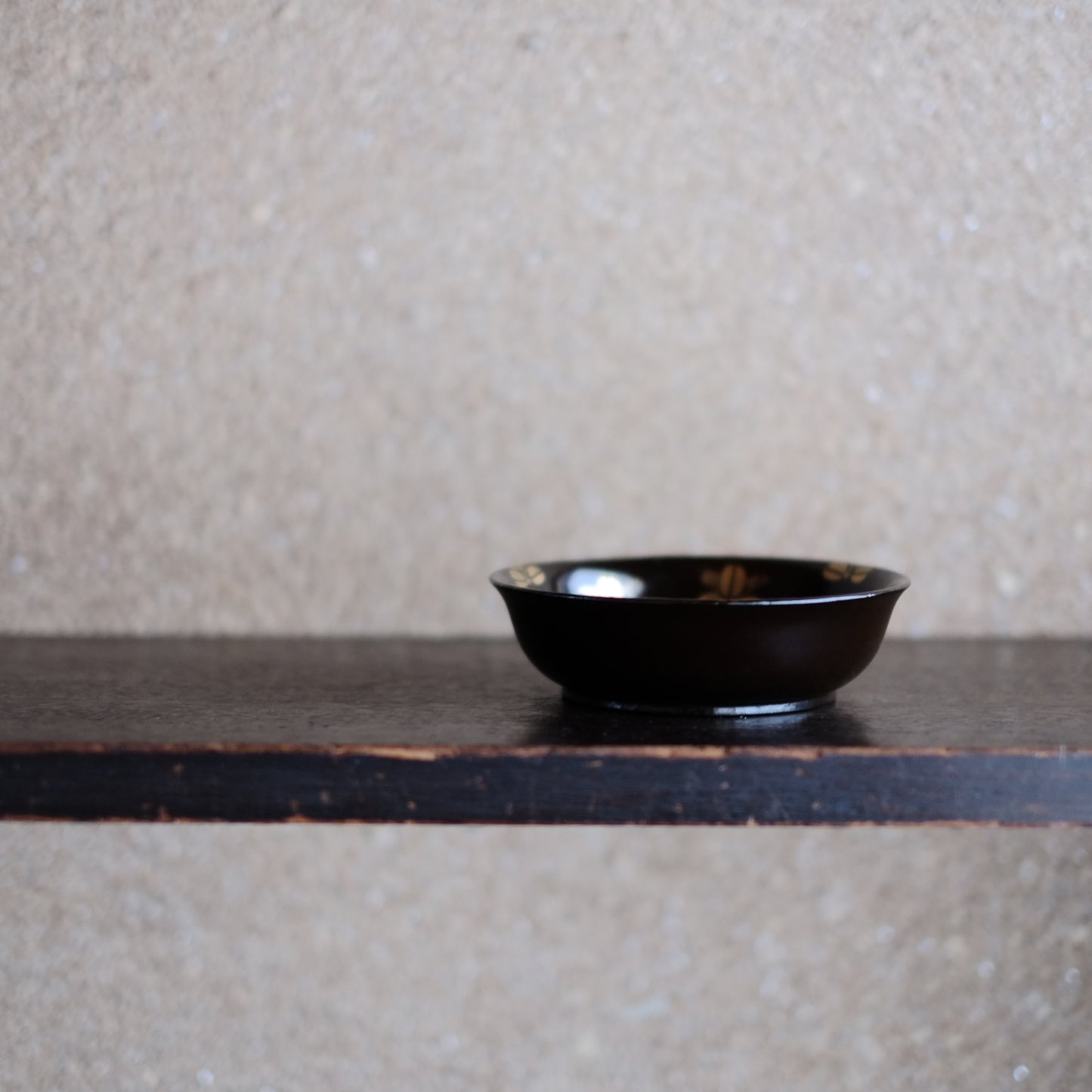 黒漆萩文金蒔絵 小皿 (江戸後期〜明治初期)