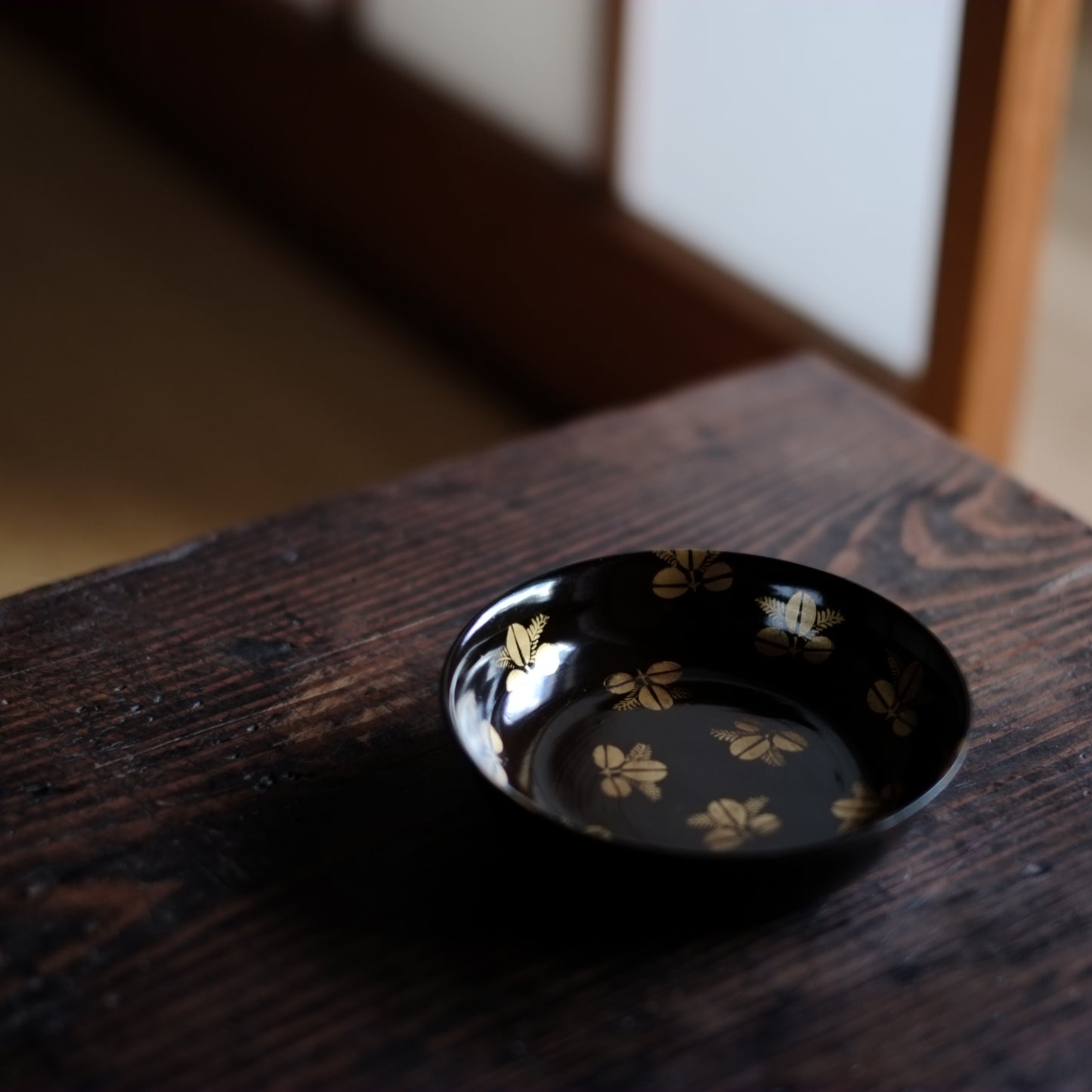 黒漆萩文金蒔絵 小皿 (江戸後期〜明治初期)