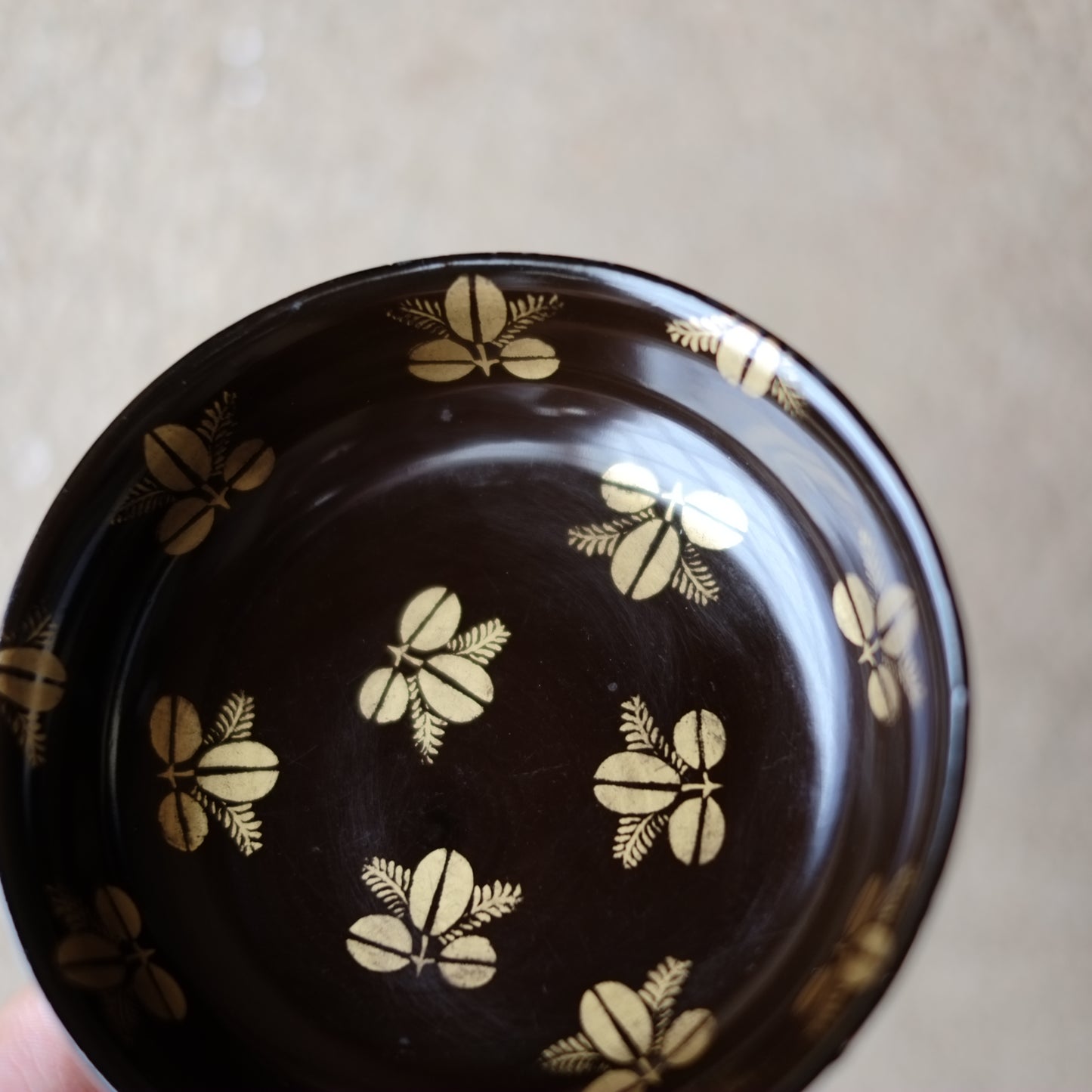黒漆萩文金蒔絵 小皿 (江戸後期〜明治初期)