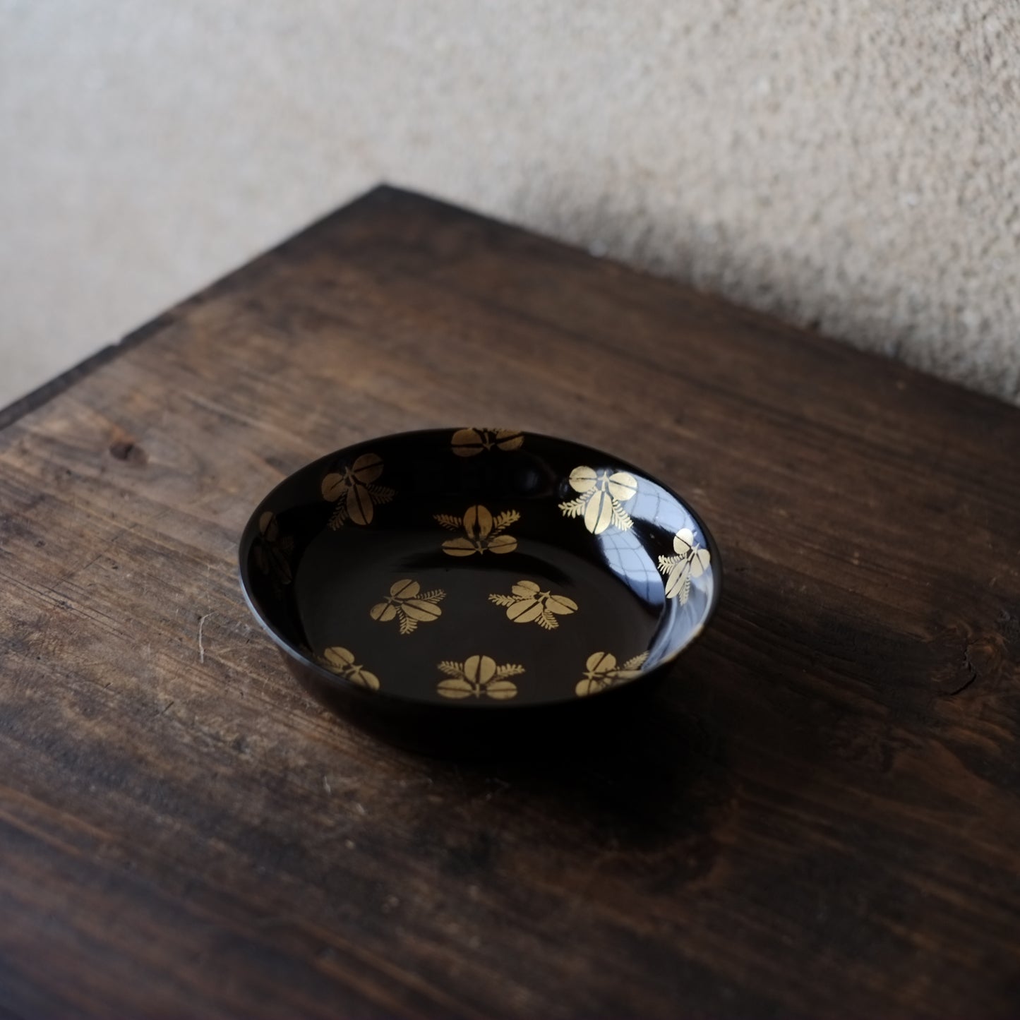黒漆萩文金蒔絵 小皿 (江戸後期〜明治初期)