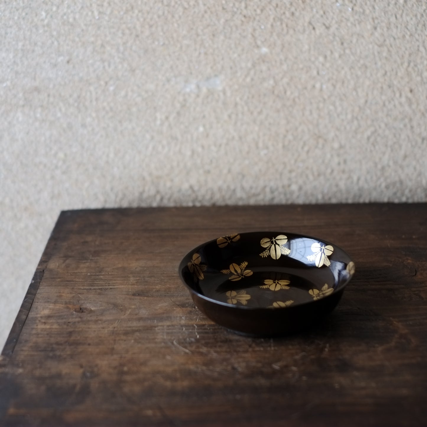 黒漆萩文金蒔絵 小皿 (江戸後期〜明治初期)