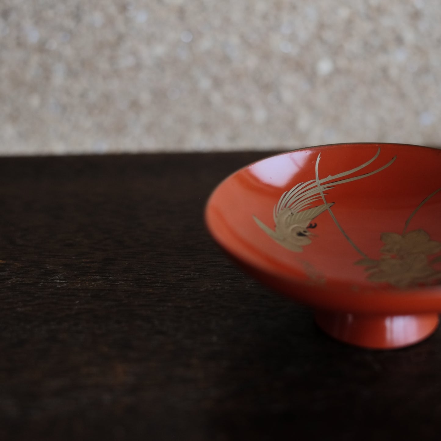 秋草鳥文 切金高蒔絵朱漆 酒盃(明治時代)
