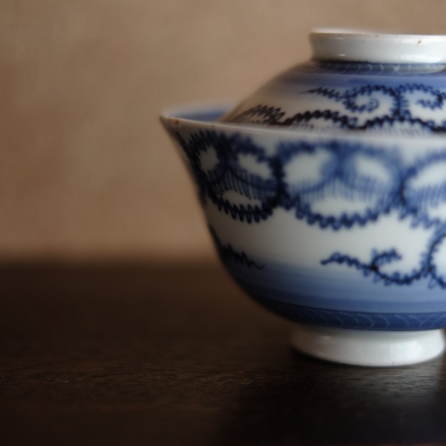 古伊万里 七宝輪繋ぎ文 蓋付碗 (江戸後期)