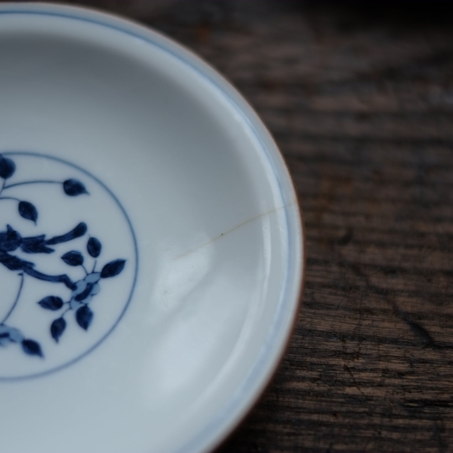 時代 染付 鳥花文平皿 5客揃(大正-昭和初期頃)