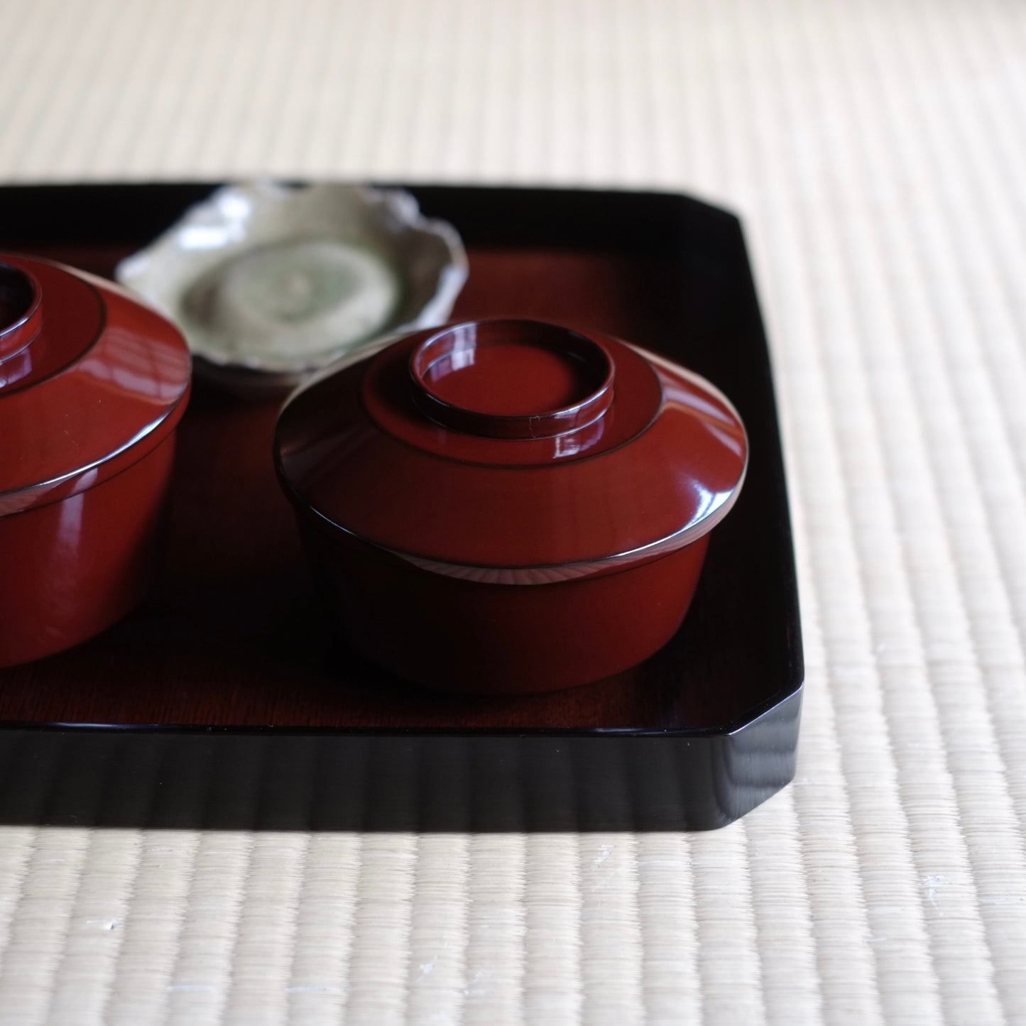 時代 宗旦好 潤塗蓋付面桶椀 中 『汁椀』江戸末-明治中期頃)