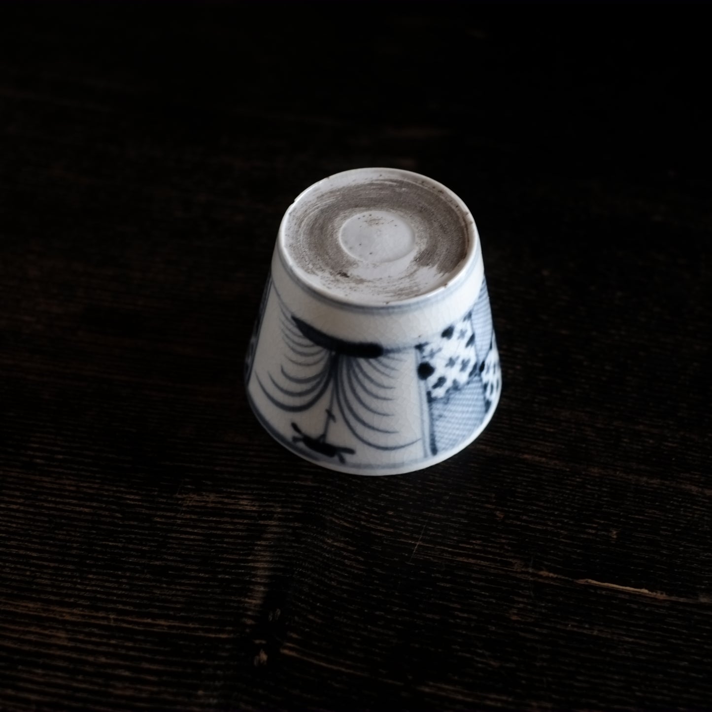 瀬戸太白手 菖蒲文仕切菱格子 蕎麦猪口 (江戸後期)