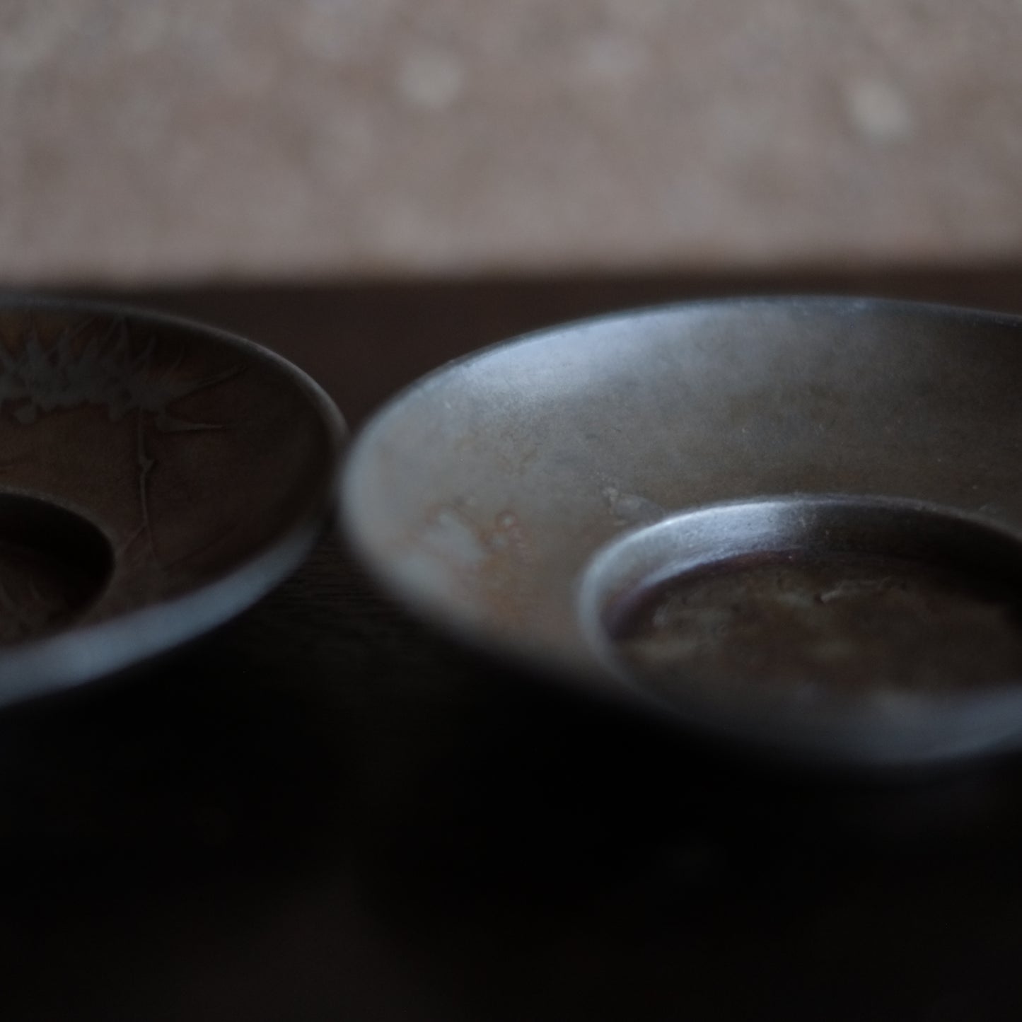 時代 古錫君子図 茶托 六枚揃セット