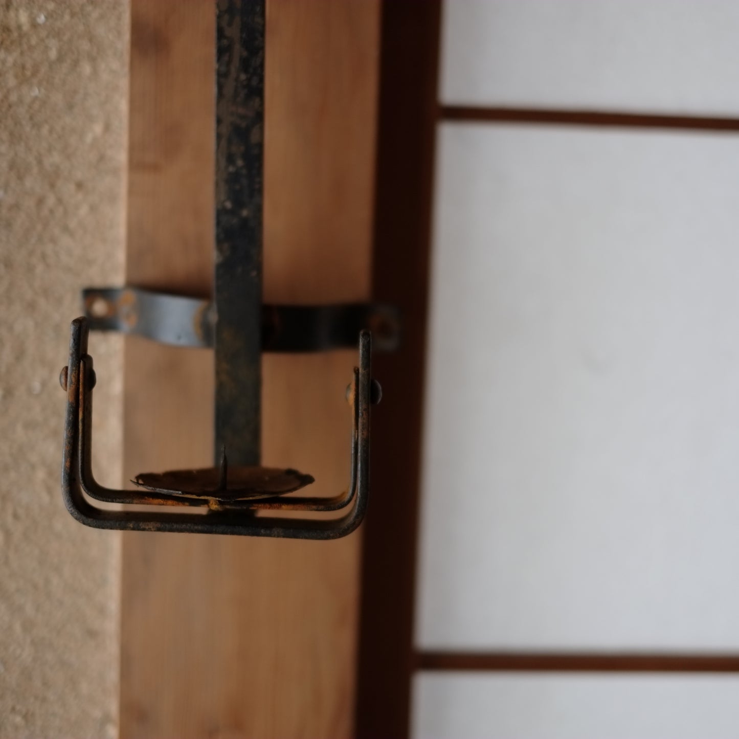 時代 寂れた古鉄 自在手燭台 A(明治−昭和初期頃)