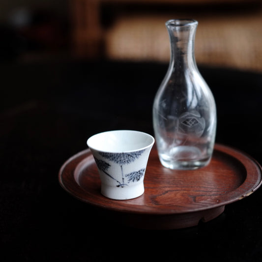 グラヴュール 花紋 ガラス徳利 (戦前頃)