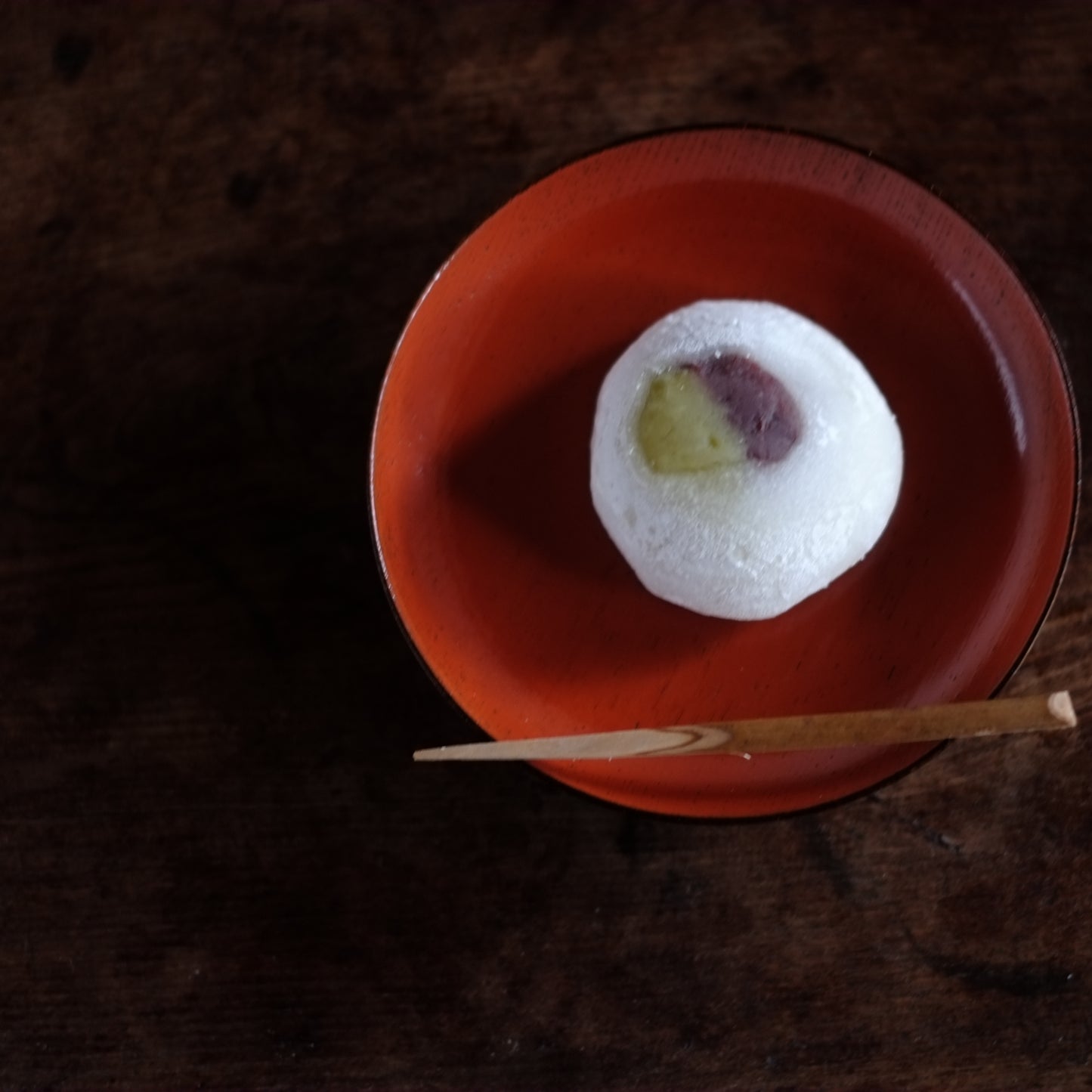 時代 内朱外木地目弾き塗 菓子皿 銘々皿(明治-昭和期)