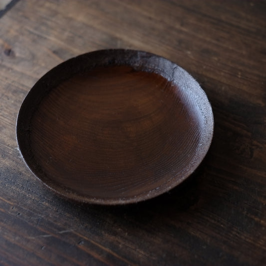 デッドストック 縁布着 拭漆平皿 (大正-昭和初期頃)