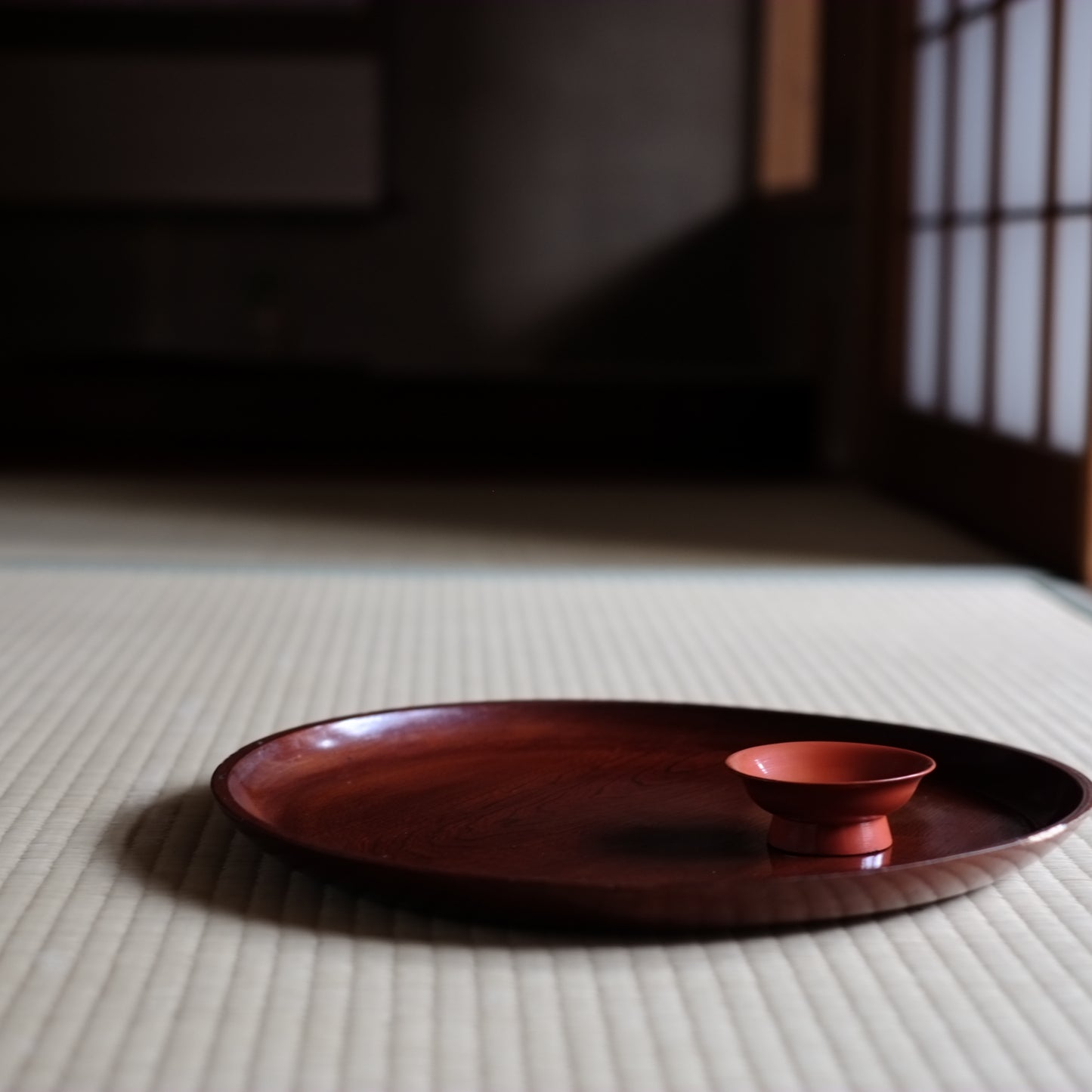大きめ 刳抜 木地丸盆 (大正〜昭和初期)