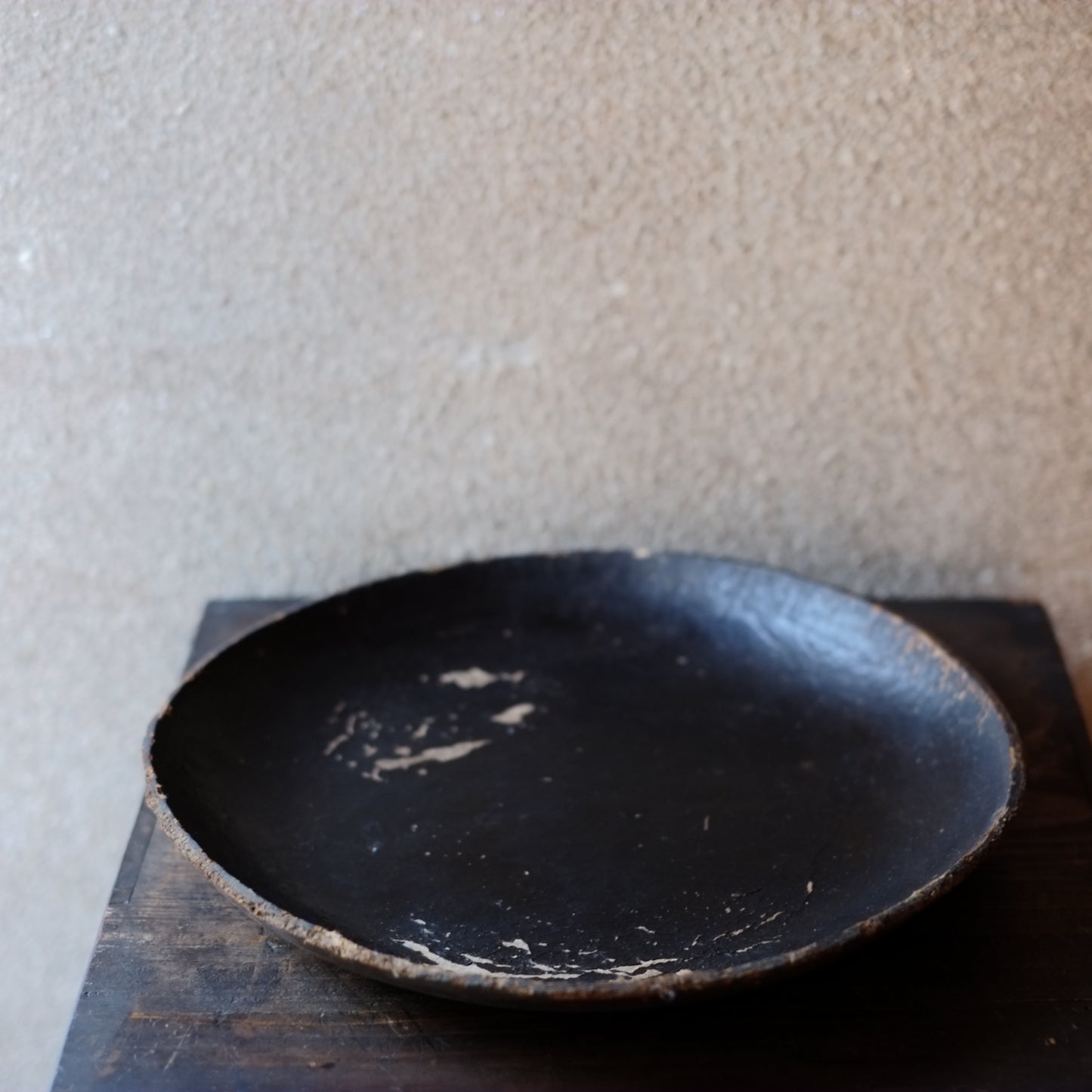 黒侘びた 漆紙皿 見立て盆 繭皿 (明治時代)