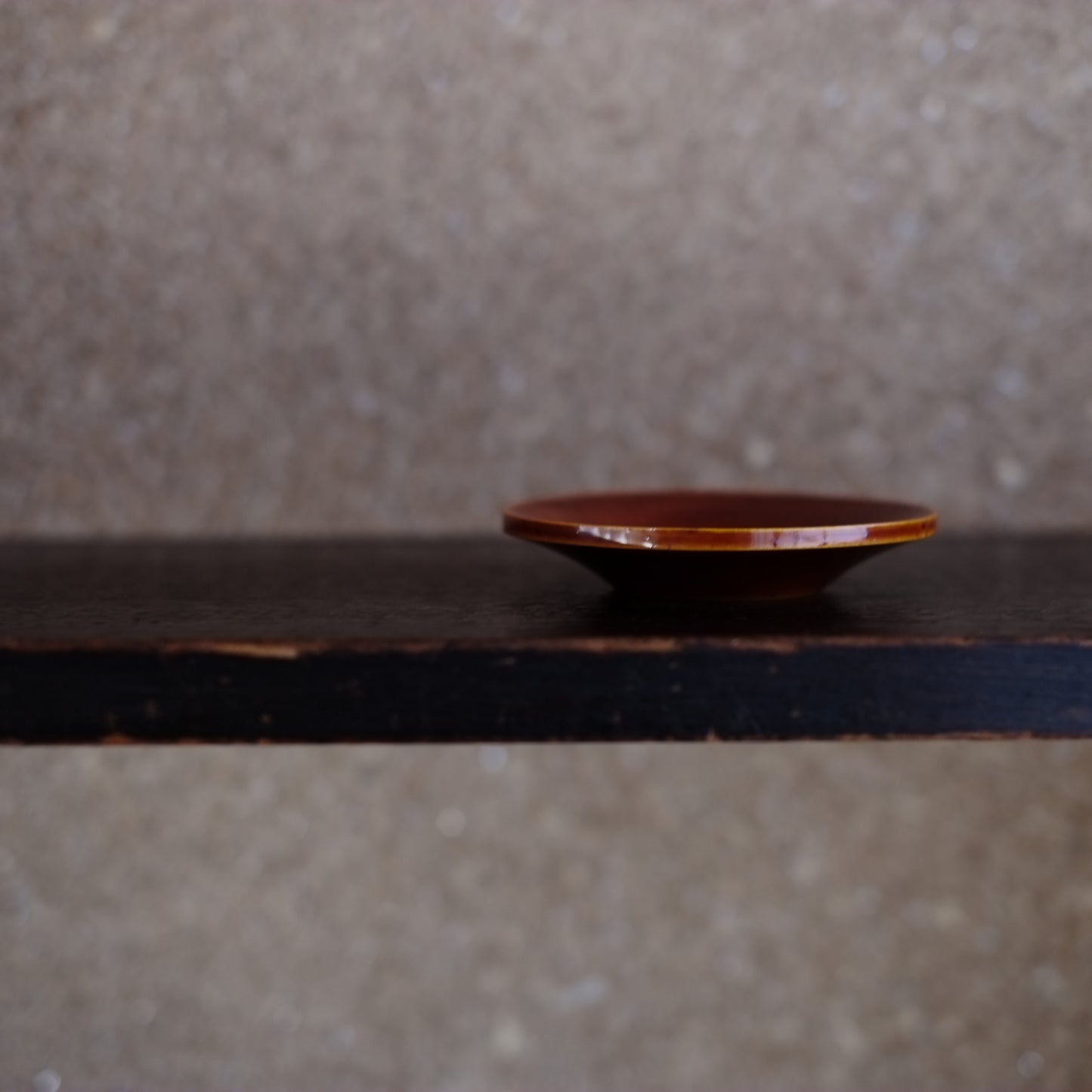 未使用保管品 時代 黄春慶塗 茶托 5客揃 (大正〜昭和初期頃)