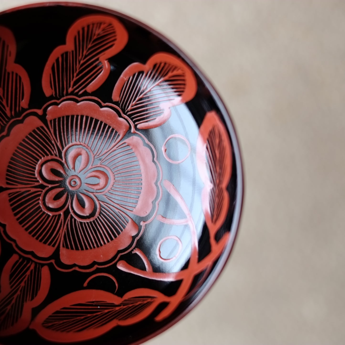時代 吉野塗 芙蓉手蓋付椀 (明治-昭和期)