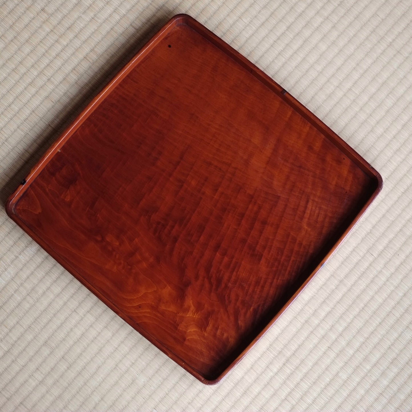 時代 春慶塗 胴張杢目折敷 (幕末-明治前期頃)