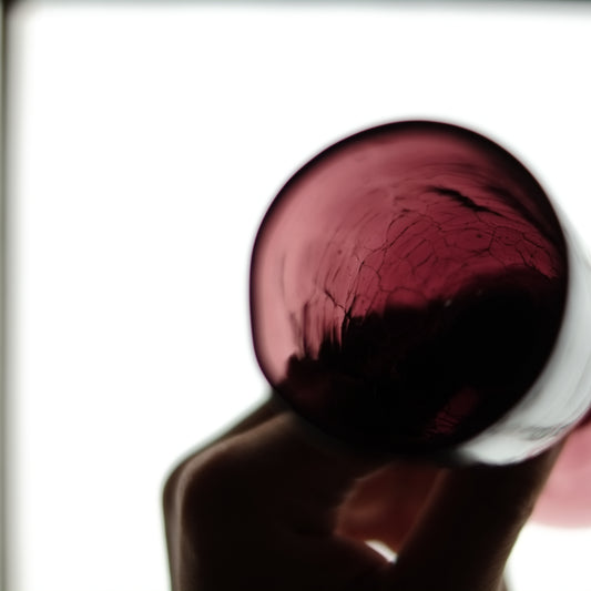 紫硝子 氷裂紋ステムグラス 明治-大正頃