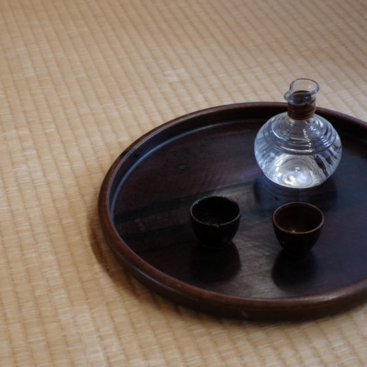 時代　型吹きガラス　藤皮付輪線文徳利　(大正-戦前頃)