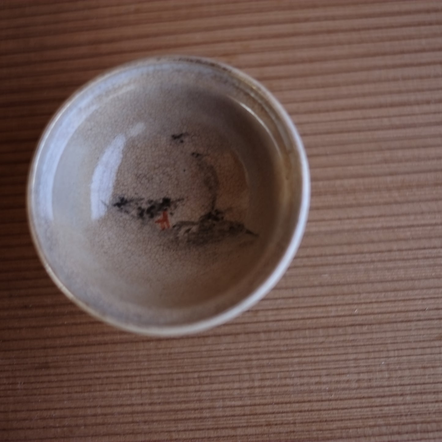 時代　長石釉　鳥居図盃　(幕末-明治頃　19世紀末)