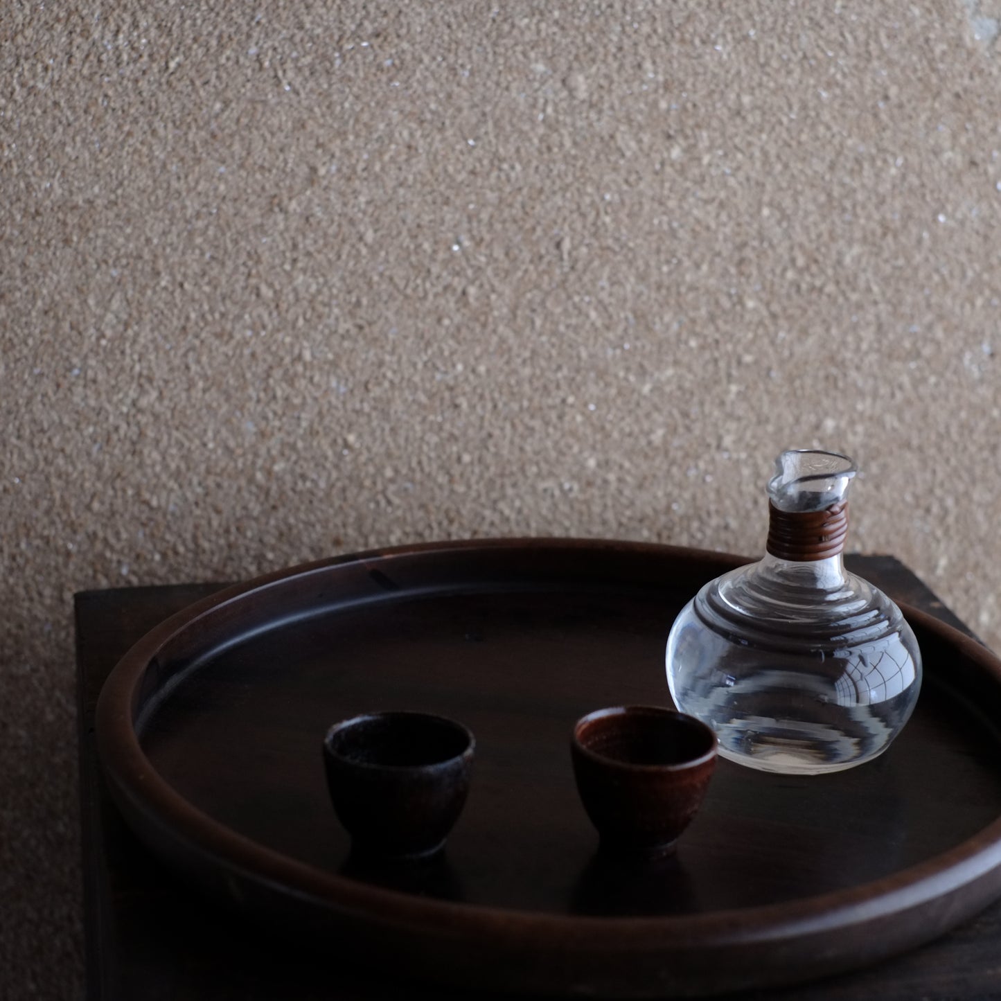 時代　型吹きガラス　藤皮付輪線文徳利　(大正-戦前頃)