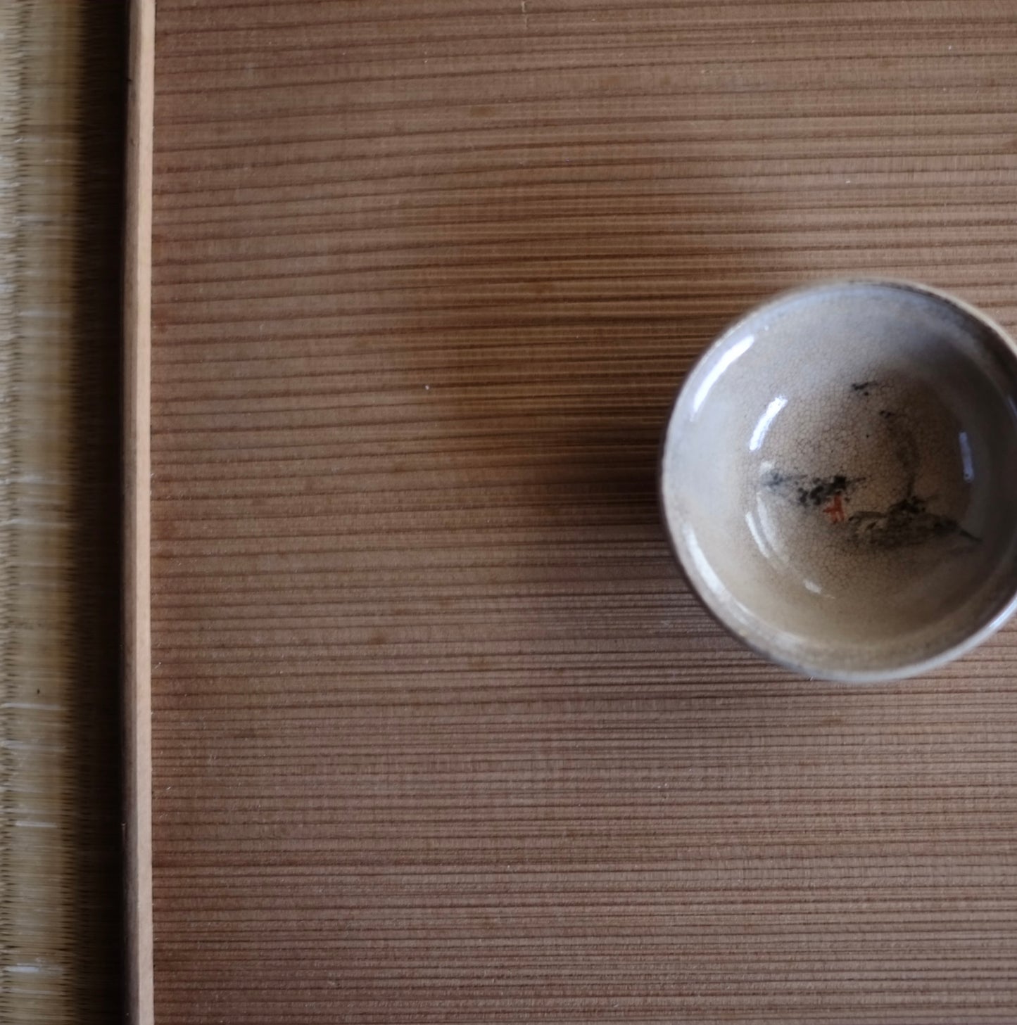 時代　長石釉　鳥居図盃　(幕末-明治頃　19世紀末)