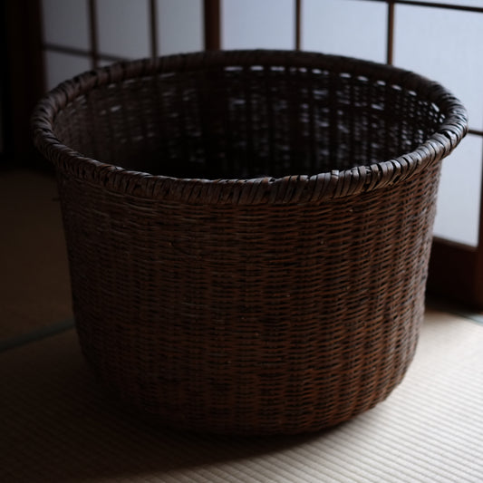 時代 竹編 深籠 特大 (明治-戦前頃)