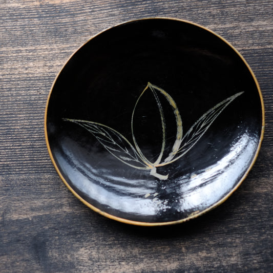 時代 浄法寺塗 山桃図 菓子盆 平皿 (幕末-明治)