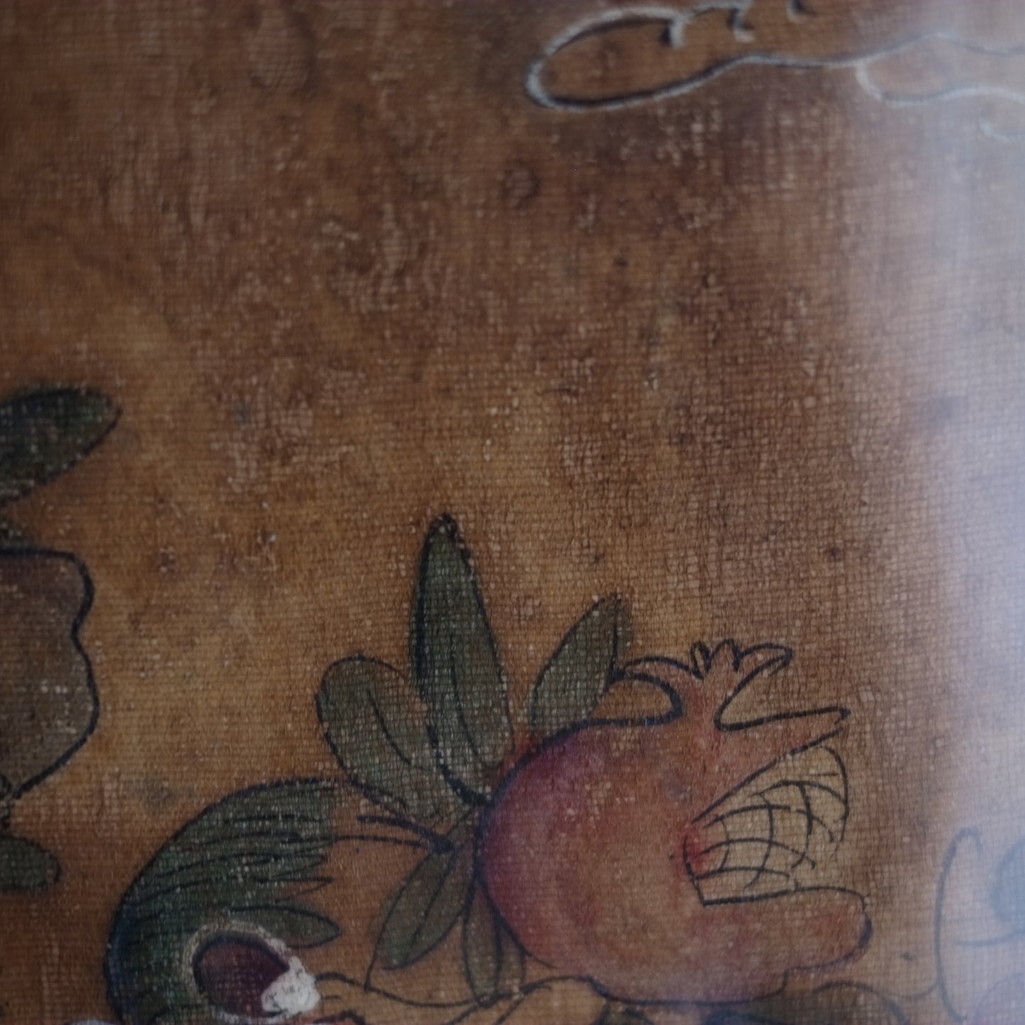 時代　李朝民画絹本葡萄図　額装品　(李朝中-後期)
