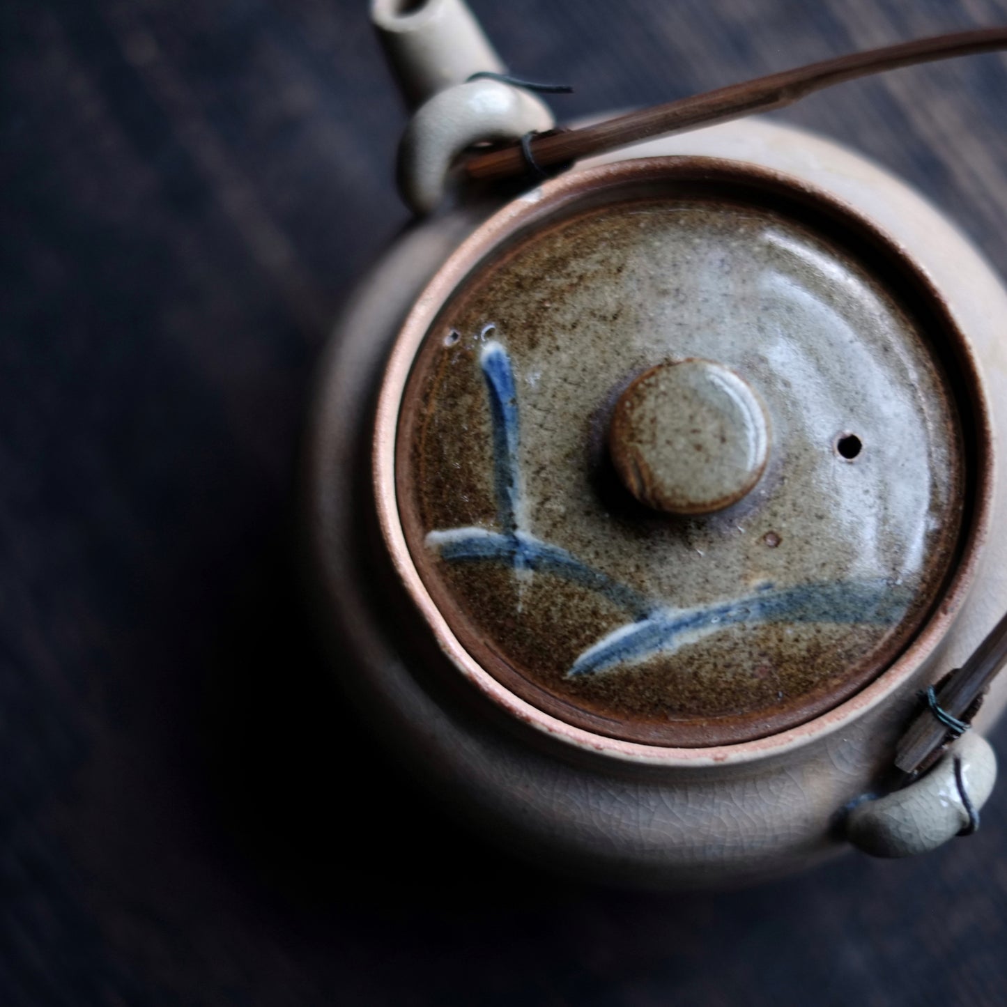 時代　灰釉土瓶　茶急須　（明治末-昭和初期)