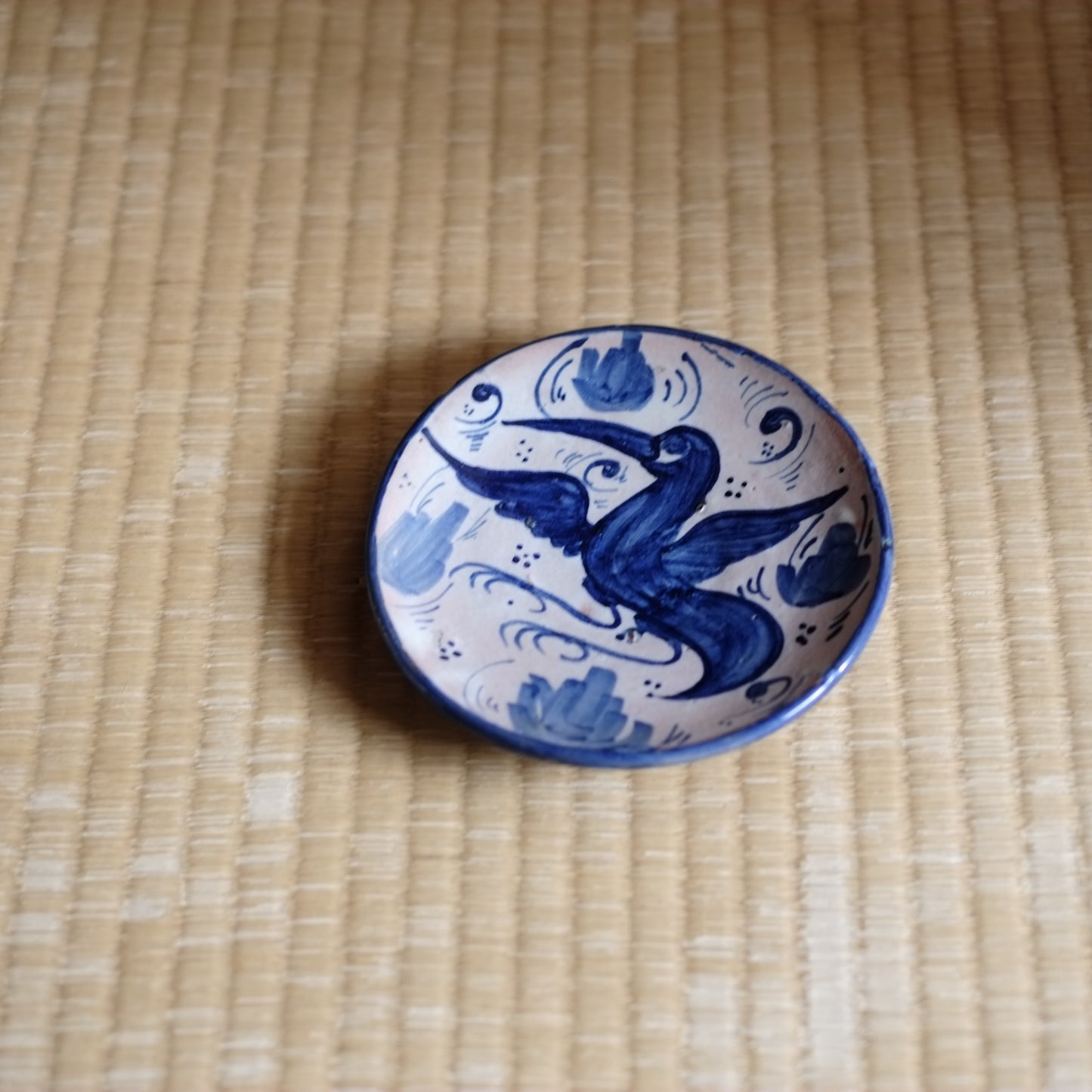 時代　スペイン　鳥文錫釉皿（20世紀初）