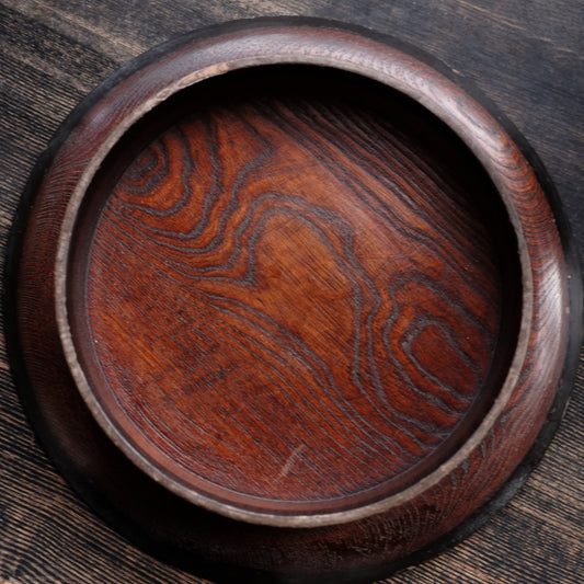 時代　侘布着漆塗高足形丸盆（江戸後期-明治時代19世紀）