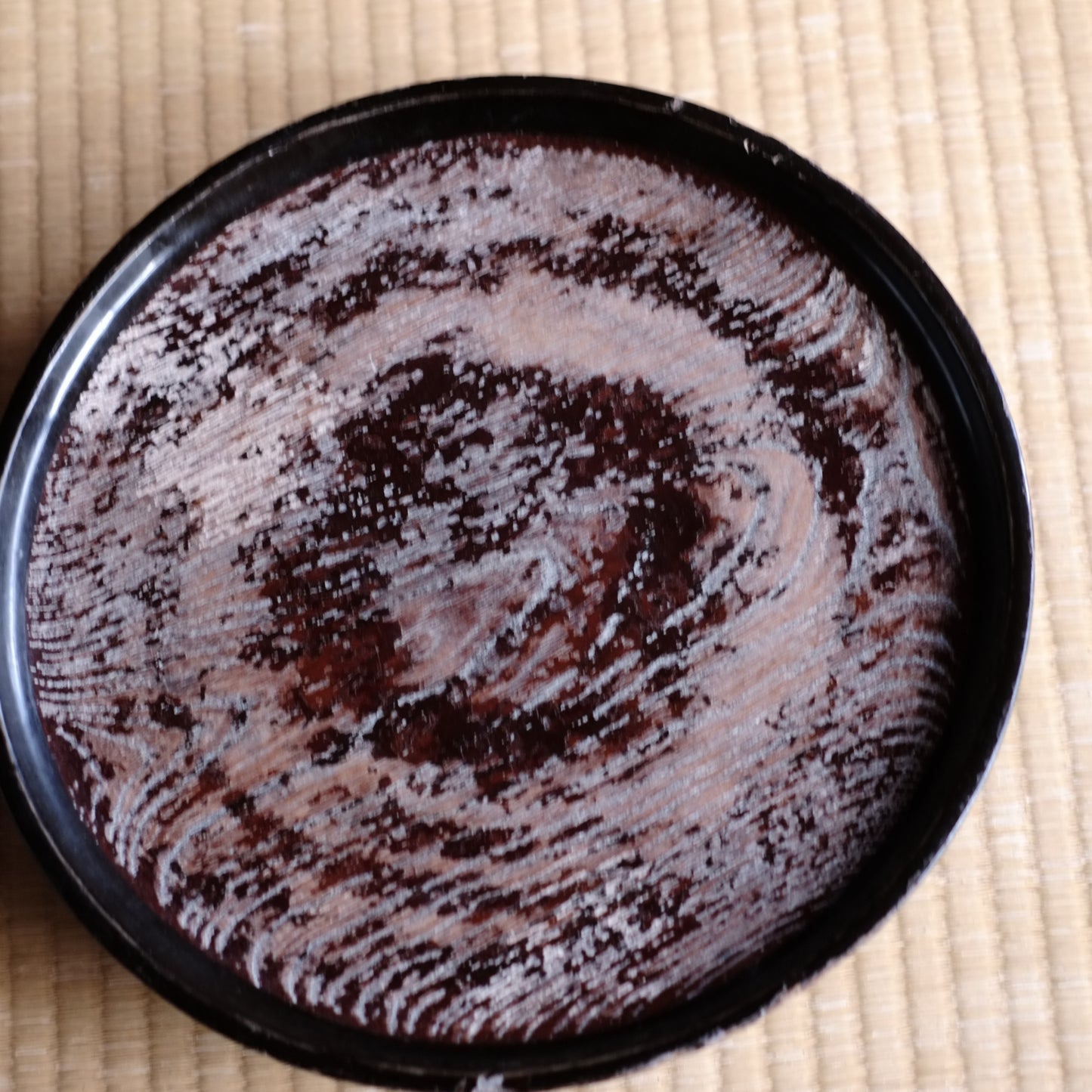 時代　侘布着漆塗高足形丸盆（江戸後期-明治時代19世紀）