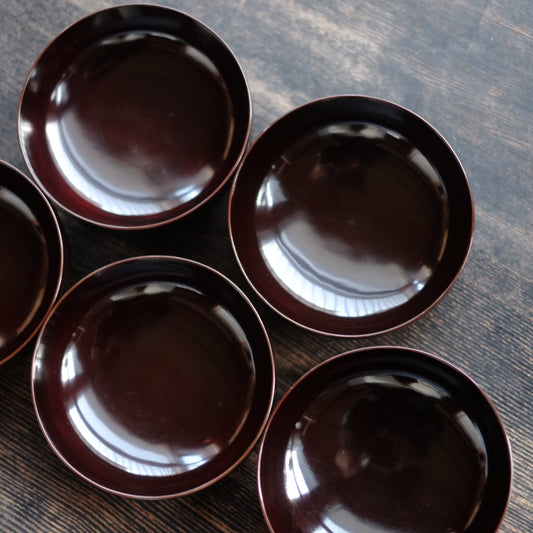 時代 黒漆真塗面取平椀(江戸後-末期)