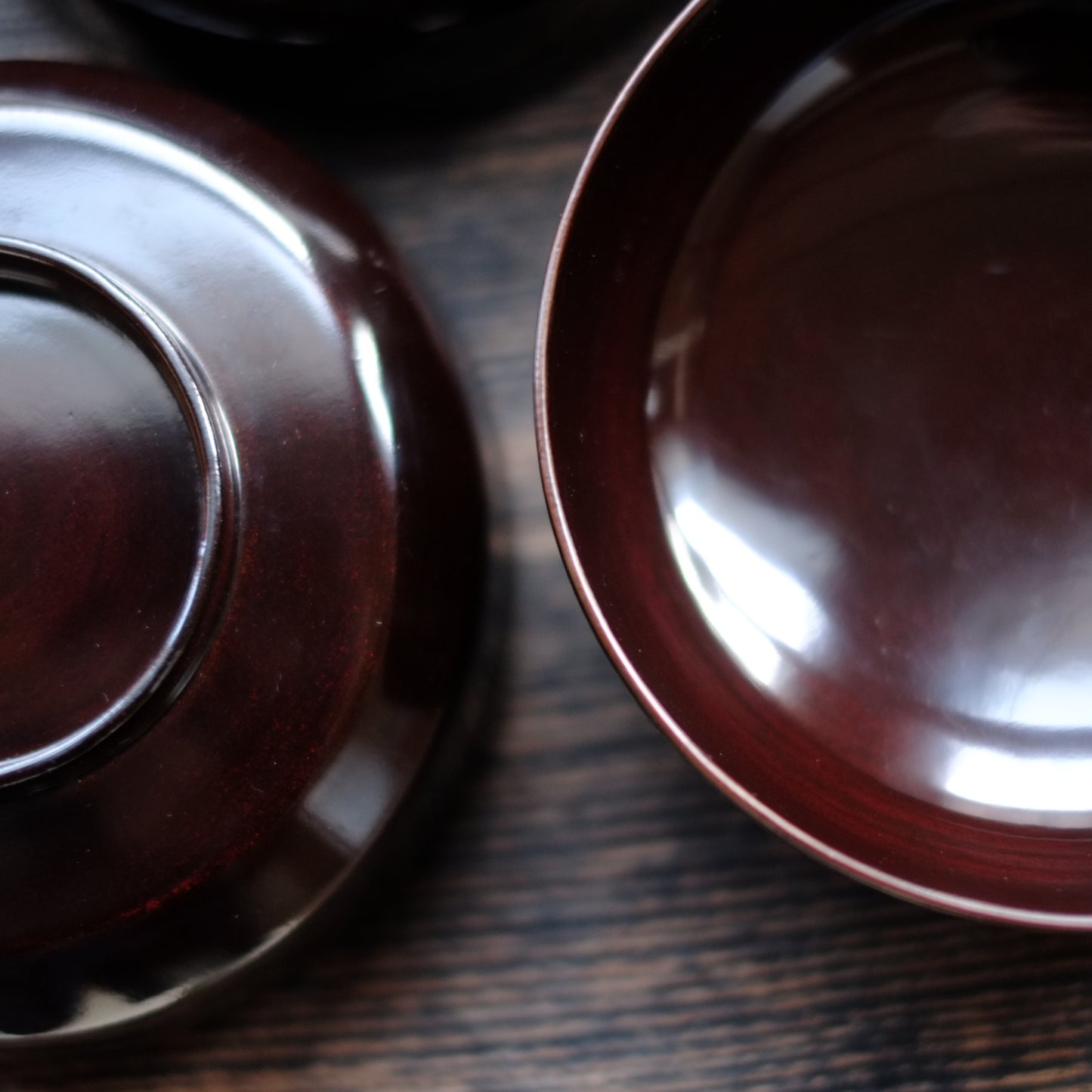 時代　黒漆真塗面取平椀（江戸後-末期）