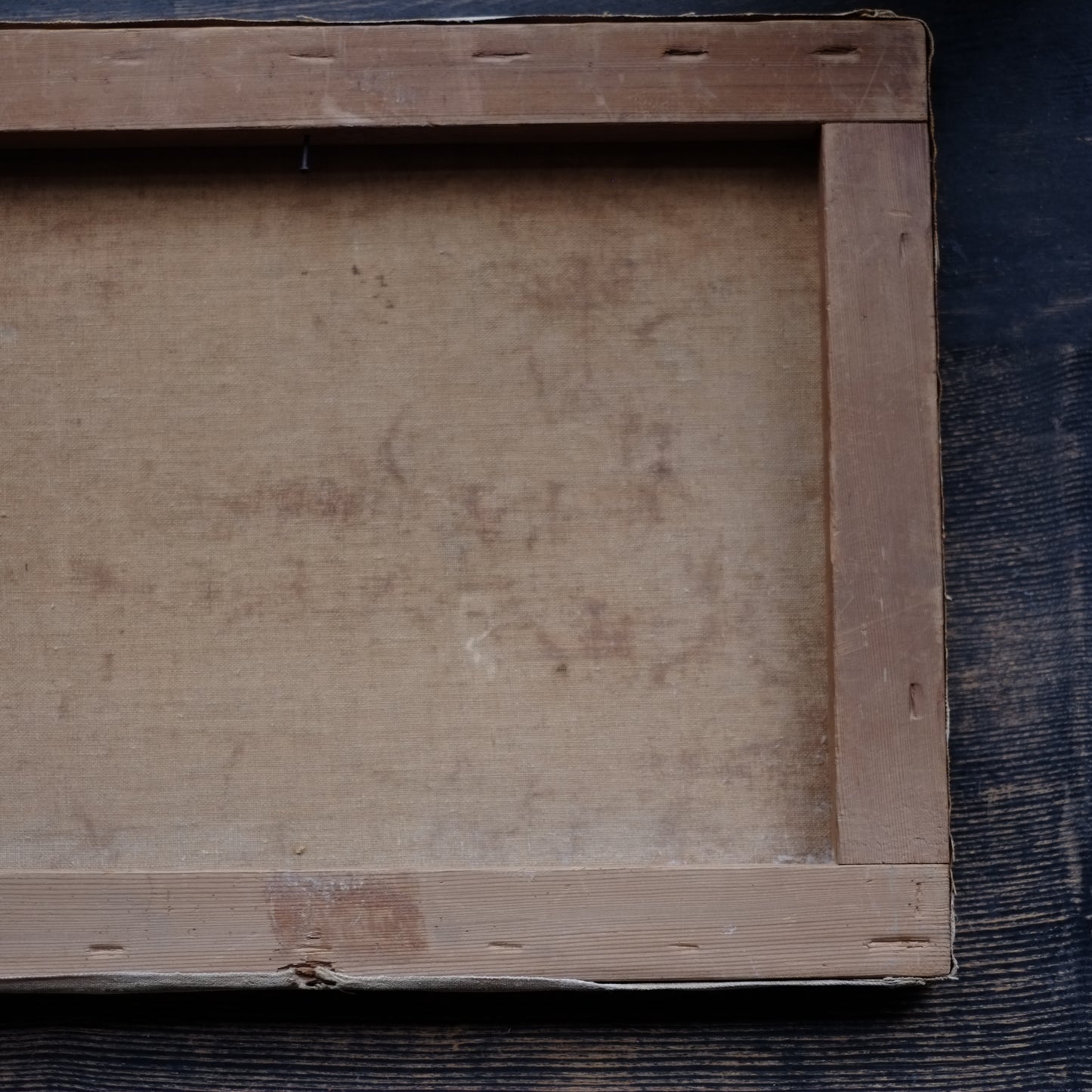 時代　キャンバス湖畔図絵画(時代不詳)