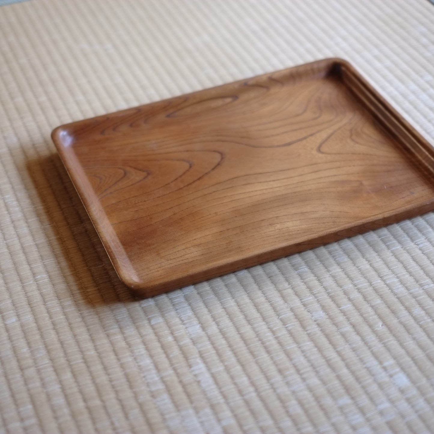 時代　白木長方刳抜木地盆　(大正-戦前頃)