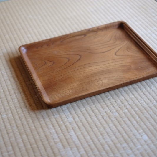 時代　白木長方刳抜木地盆　(大正-戦前頃)