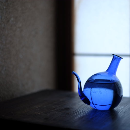 時代　注口青ガラス　ちろり　(20世紀)