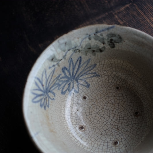 時代 菊絵染付 大鉢(明治時代)