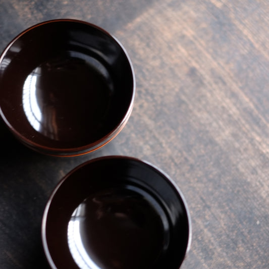 時代 真塗利休形 黒漆蓋付壺椀(江戸末-明治初期19世紀)