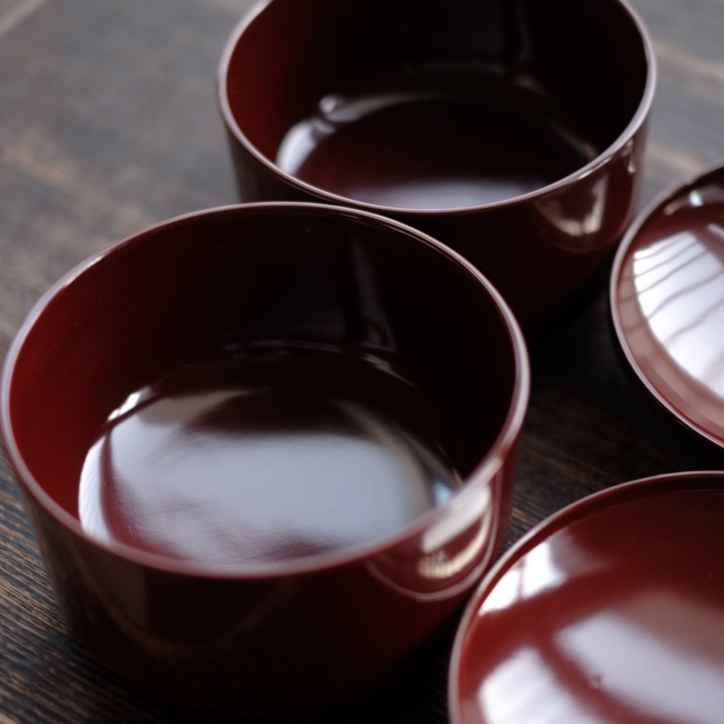 時代　利休形潤塗蓋付面桶椀・大　『飯椀』 (江戸-明治初期18-19世紀)