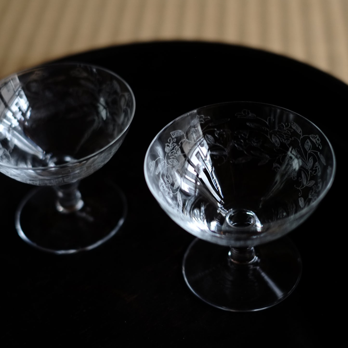 時代欧州　エッチング  クープグラス　(1900'〜1950's)